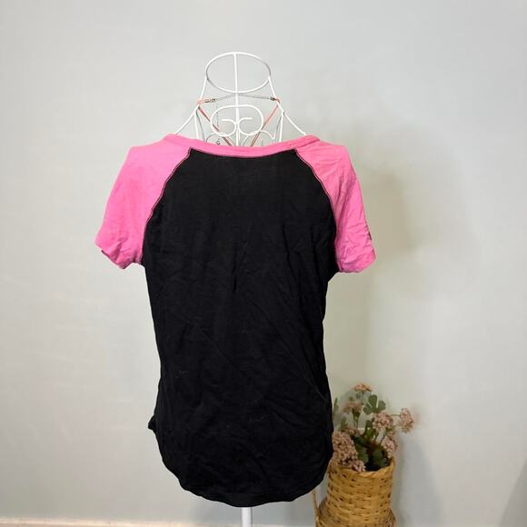 Vintage y2k happy bunny sparkly pink & black graphic ‘hi loser’ top - Picture 5 of 8